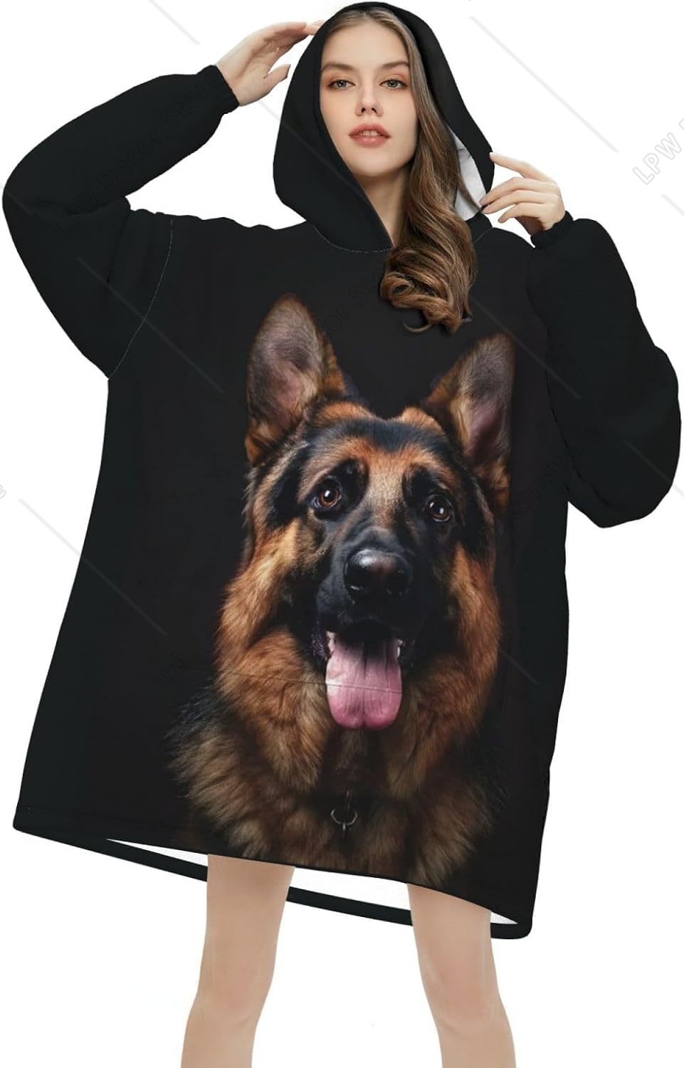 Sherpa Hoodie Fleece - 독일 셰퍼드 강아지용 웨어러블 블랭킷 후드티,