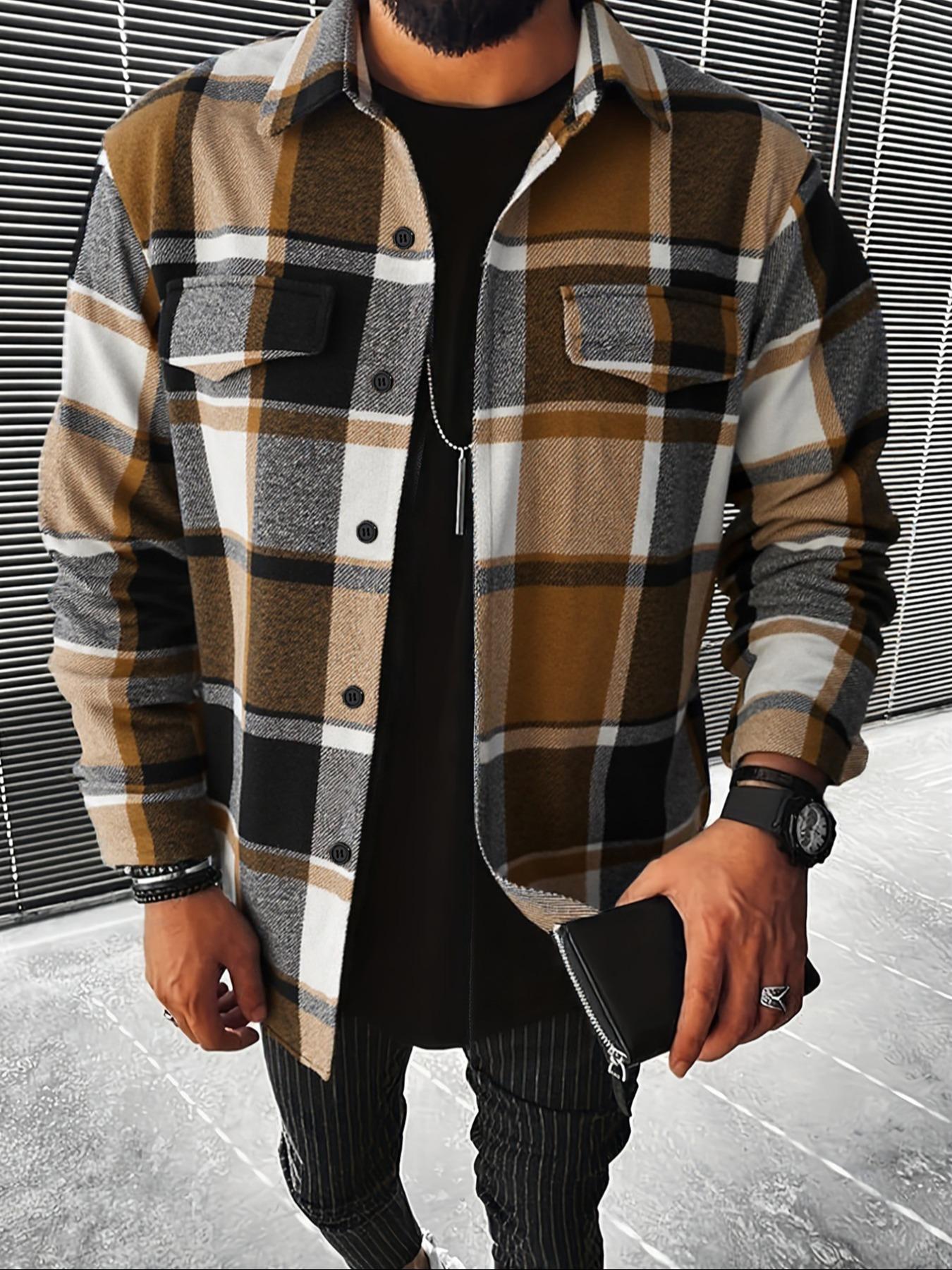 Flannel Shirt Lined - 레트로 플래드 셔츠 남성 캐주얼 엘레강스