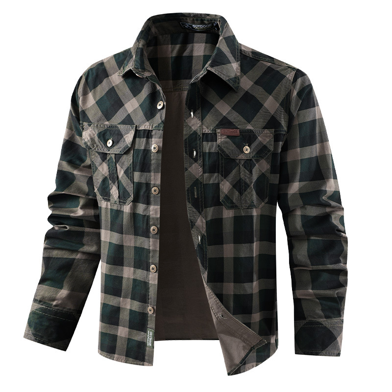 Flannel Shirt Lined - 남성 격자 무늬 캐주얼 셔츠 남성