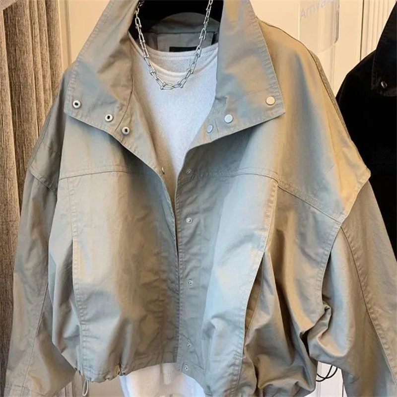 Down Jacket Packable - 하이넥 주름 방풍 코트 짧은 안감