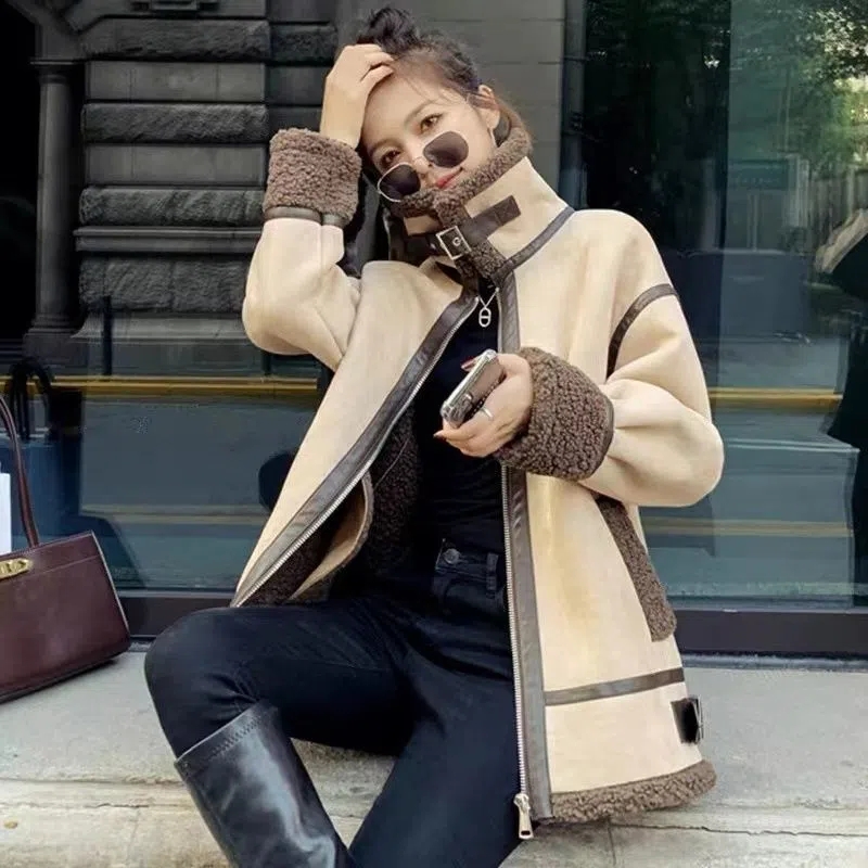 Wool Coat Peacoat - 여성용 양모 모피 코트, 루즈한 다목적