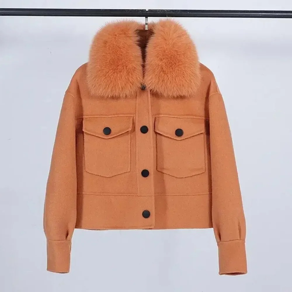 양모 여성 모피 코트 새로운 가을 겨울 리얼 폭스 모피 - Wool Coat Peacoat 리뷰 및 가격