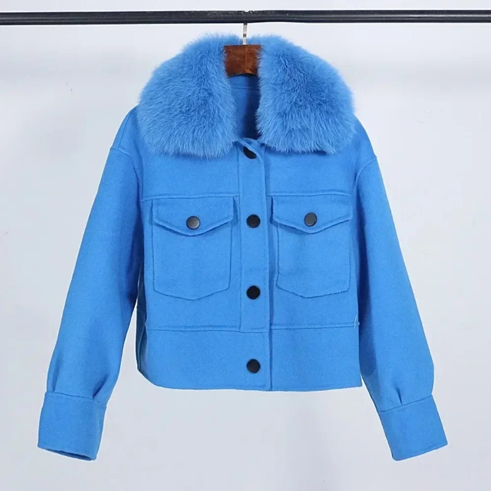 양모 여성 모피 코트 새로운 가을 겨울 리얼 폭스 모피 - Wool Coat Peacoat 리뷰 및 가격