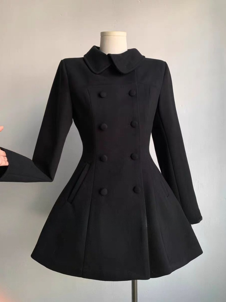 겨울 여성 햅번 스타일 한국 스타일 패션 슬림 블랙 모 - Wool Coat Peacoat 리뷰 및 가격