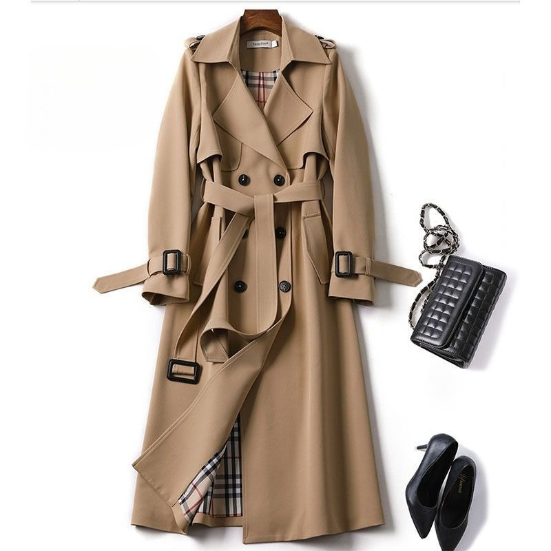 한국 빈티지 긴소매 중간 길이 트렌치코트 단색 여성 캐 - Wool Coat Peacoat 리뷰 및 가격