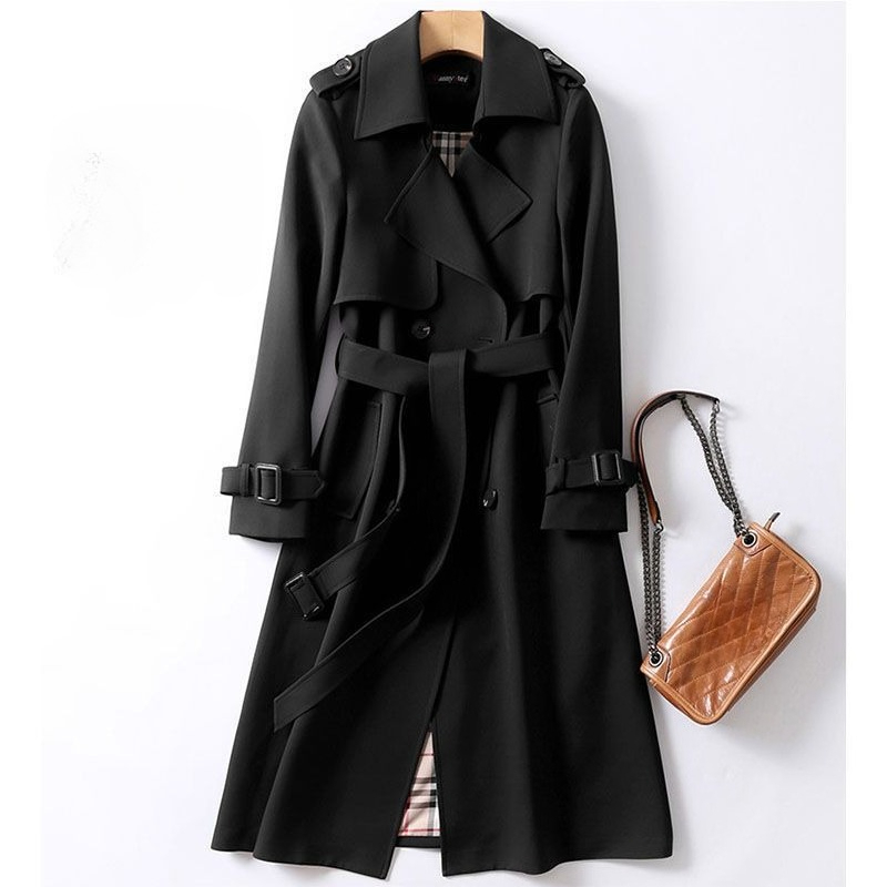 한국 빈티지 긴소매 중간 길이 트렌치코트 단색 여성 캐 - Wool Coat Peacoat 리뷰 및 가격