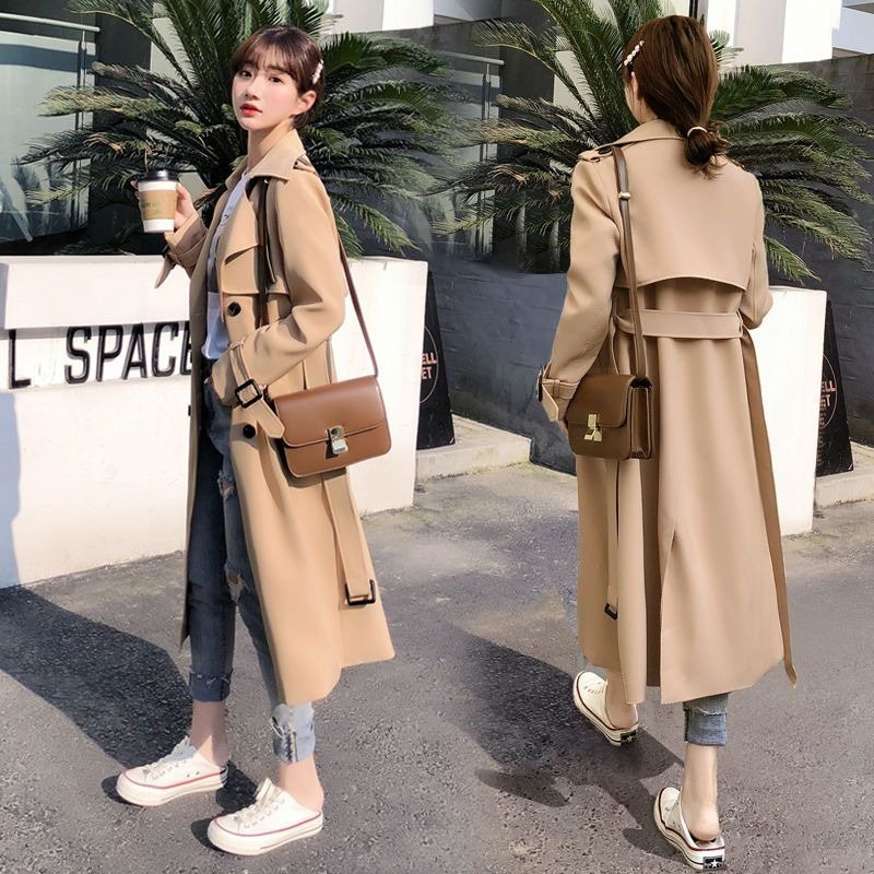 한국 빈티지 긴소매 중간 길이 트렌치코트 단색 여성 캐 - Wool Coat Peacoat 리뷰 및 가격