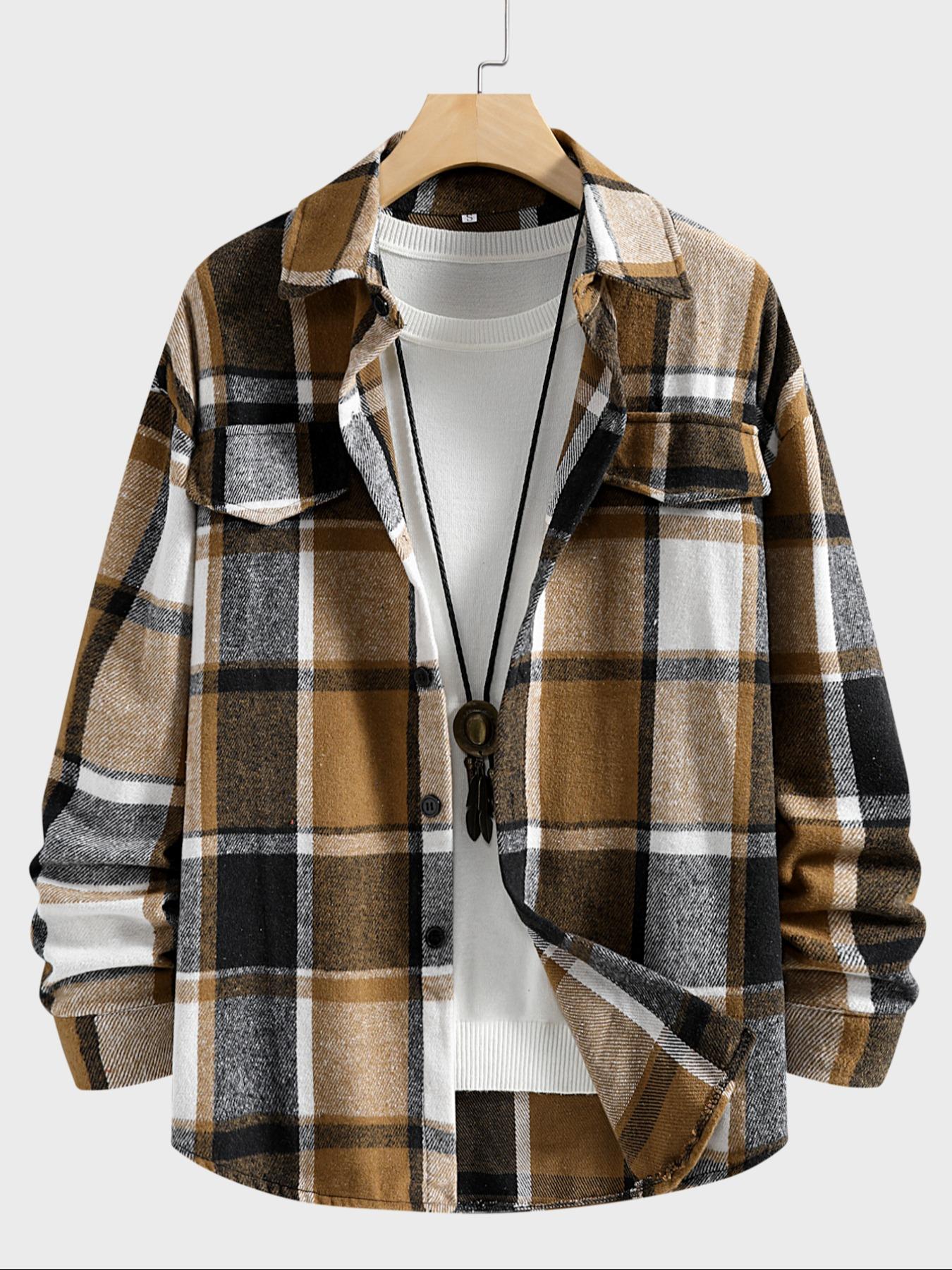 레트로 플래드 셔츠 남성 캐주얼 엘레강스 버튼업 긴팔  - Flannel Shirt Lined 리뷰 및 가격