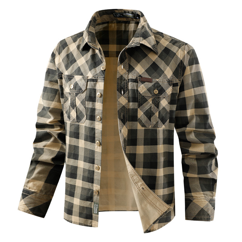 남성 격자 무늬 캐주얼 셔츠 남성 군용 야외 루즈 셔츠 - Flannel Shirt Lined 리뷰 및 가격